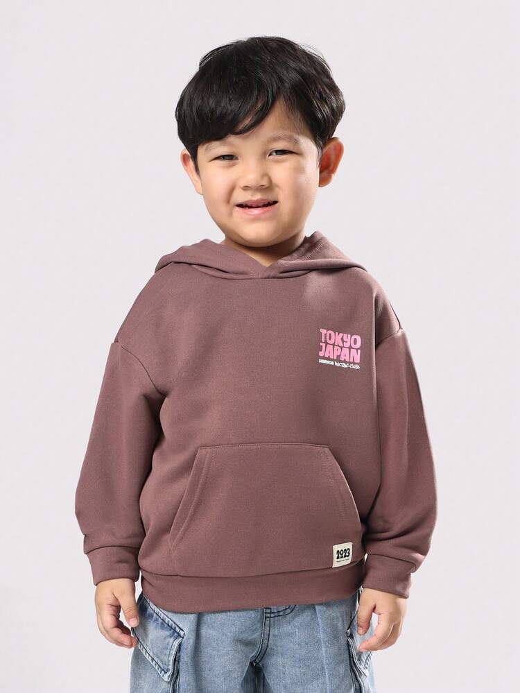 Kapuzenpullover mit Tokyo Japan-Print, Autodesign und Mitteltasche