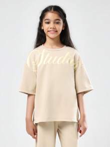 SUMWON Oversize T-Shirt Pants Set Kids Casual Two Piece Style Wear Fall Winter Matching Outfit Comfortable Streetwear