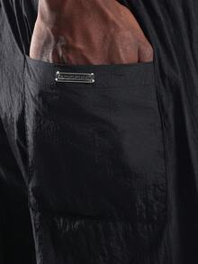 SUMWON Nylon Harrington Jacket Co-Ord Set Full Zip Collar Neck Wide Leg Pants Autumn Winter Streetwear Contemporary Fashion Two Piece Outfit - Black - View 7