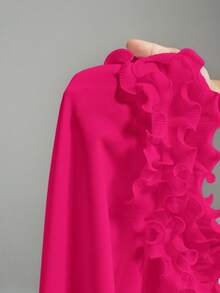 Slaydiva White Elegant Party Fitted V-Neck Ruffle Splice Off-Shoulder Bodycon Dress, Suitable For Spring/Summer - Party - Hot Pink - View 8