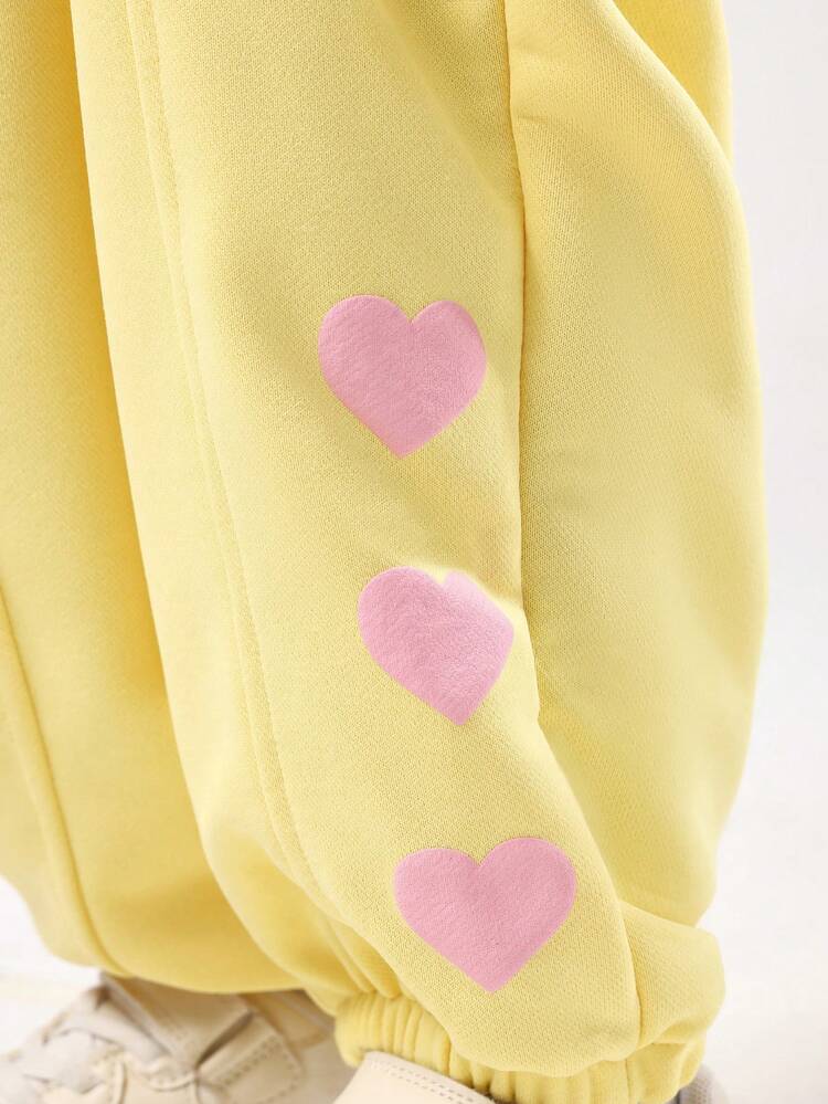 Oversized Sweatshirt And Joggers With Heart Print