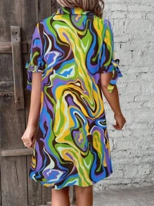 EMERY ROSE Women's Casual All-Over Print Button Half-Placket Short Dress - Multicolor - View 2
