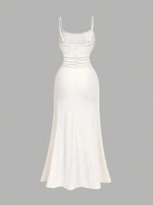 SHEIN MOD Conjunto de 2 piezas para mujer talla grande con vestido de tirantes finos y chaqueta - Albaricoque - Ver 11