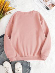 INAWLY Casual Letter Print Crew Neck Long Sleeve Sweatshirt, Suitable For Everyday Wear Fall Cloth For Women