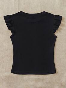 Soleia 2pcs/Set Rib Knit Crew Neck Short Cap Sleeve Form-Fitting T-Shirt Set, Cute Summer Suitable For Going Out - Multicolor - View 7