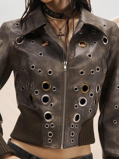 Easelle Chaqueta con ojales es genial, chaqueta retro y nómada para exteriores