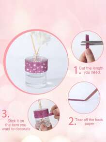 1 Pc Self-Adhesive Crystal Rhinestone Diamond Ribbon - DIY Diamond Ribbon Stickers With 2 Mm Rhinestones For Arts Crafts,Bling Silver Ribbon Rolls For Phone,Car Decoration