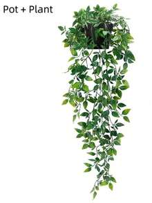 SHEIN 1PC Fake Hanging Plants, Artificial Small Potted Plants For Diy Flower Wall, Scene Layout, Living Room And Bedroom Vase Flower Arrangement, Wedding, Party, Home Decoration, Desk Stuffing.Autumn And Spring Leaf Harvest ,Home Decor,Table Decor,Farmhouse Decor,Outdoors UV Resistant Fake Flowers Faux Plants For Hanging Garden Porch Window Box Outside Decoration - Green - View 8