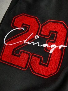 Aesthetic Post--Plus Size Men's Casual Letter & Number Embroidered Sweatpants - Black - View 2