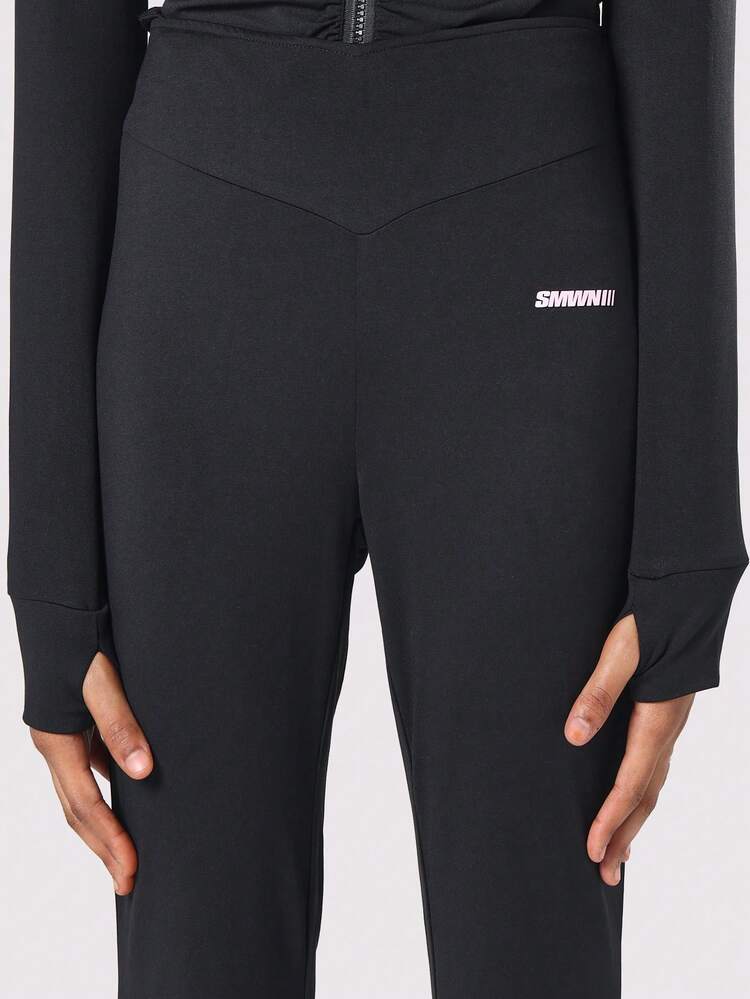 Ruched Front Zip Crop Top With Bell Bottom Pants Co-Ord