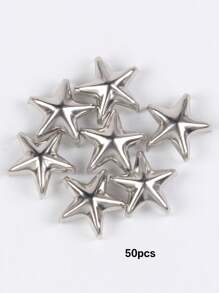 50 件/100 件五角星装饰钉适用于服装包包皮鞋朋克摇滚珠宝工艺品，4 爪金属钉头钉配饰