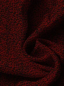 EMERY ROSE 大码女装日常休闲度假粉色V领小飞袖度假风豹纹宽松衬衫，女士夏装，女士度假服装，女士夏装，女士外出上衣，可爱夏季上衣，女士夏装 - 酒紅色 - 查看 4