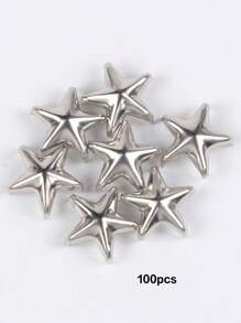 50 件/100 件五角星装饰钉适用于服装包包皮鞋朋克摇滚珠宝工艺品，4 爪金属钉头钉配饰