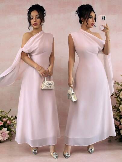 Rafferiza 女士优雅纯色领带 - 无袖简约长衬衫裙，浅色