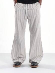 SUMWON Quần ống rộng ống loe họa tiết kẻ sọc, cạp chun, nhẹ, thoải mái cho mùa hè, quần palazzo mặc đi biển mùa xuân thu, đồ mặc nhà nghỉ dưỡng - Nhiều màu - Xem 3