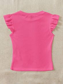 Soleia Bộ 2 áo thun cổ tròn bó sát vải gân đen và đỏ hồng, thích hợp mặc mùa hè, áo tay bồng dễ thương, áo tay bèo nhún, thích hợp mặc khi đi chơi - Nhiều màu - Xem 8