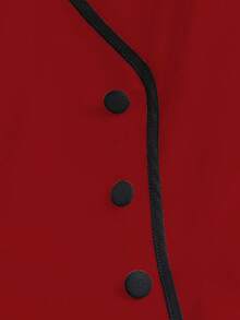 Selianne Summer V-Neck Sleeveless A-Line Waist Design Elegant Dress - Red - View 4