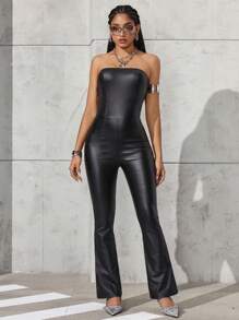 Jeanoix 性感露背女式连体裤，适合派对和俱乐部穿着 - 黑色 - 查看 5