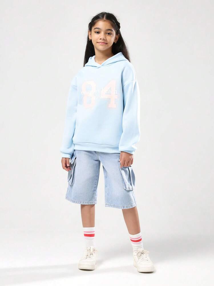 Oversized Hoodie With Collegiate Number Print