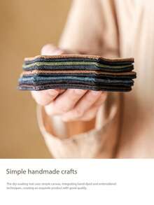 Madebyblanc 1件新中式禅意手工布艺茶杯杯垫干茶盘杯垫茶道功夫茶具配件六角杯垫 - 彩色 - 查看 3