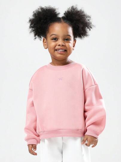 SUMWON Sudadera de cuello redondo con logo de mariposa para niñas, de manga larga, informal, para uso diario en primavera, otoño e invierno