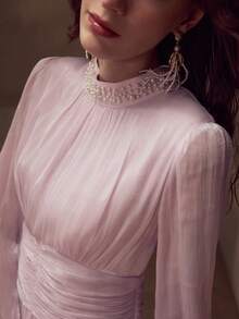 MOTF PREMIUM WOMEN'S HEAVY BEADED COLLAR DRESS - Mauve Purple - View 1