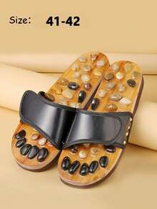 SHEIN 男士足部穴位按摩拖鞋，中医针灸按摩旋转足部按摩鞋，男女适用（每双拖鞋上的鹅卵石略有不同） - 黑色 - 查看 17