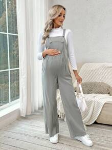 SHEIN Maternity Striped Sleeveless Casual Straight Dress, Versatile - Grey - View 5