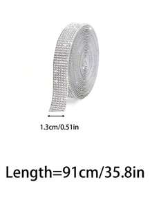 SHEIN 1 Pc Self-Adhesive Crystal Rhinestone Diamond Ribbon - DIY Diamond Ribbon Stickers With 2 Mm Rhinestones For Arts Crafts,Bling Silver Ribbon Rolls For Phone,Car Decoration