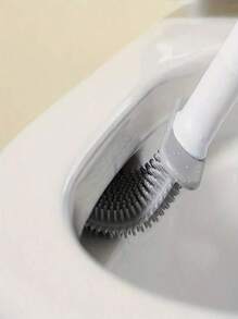 SHEIN 1 件装软硅胶马桶刷，带可拆卸手柄，免钻孔壁挂式马桶清洁器（带底座），浴室清洁工具 - 彩色 - 查看 10