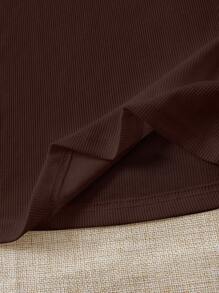 Soleia Bộ 2 áo thun cổ tròn bó sát tay ngắn chất liệu vải gân đen và nâu, thích hợp cho mùa hè - Nhiều màu - Xem 5