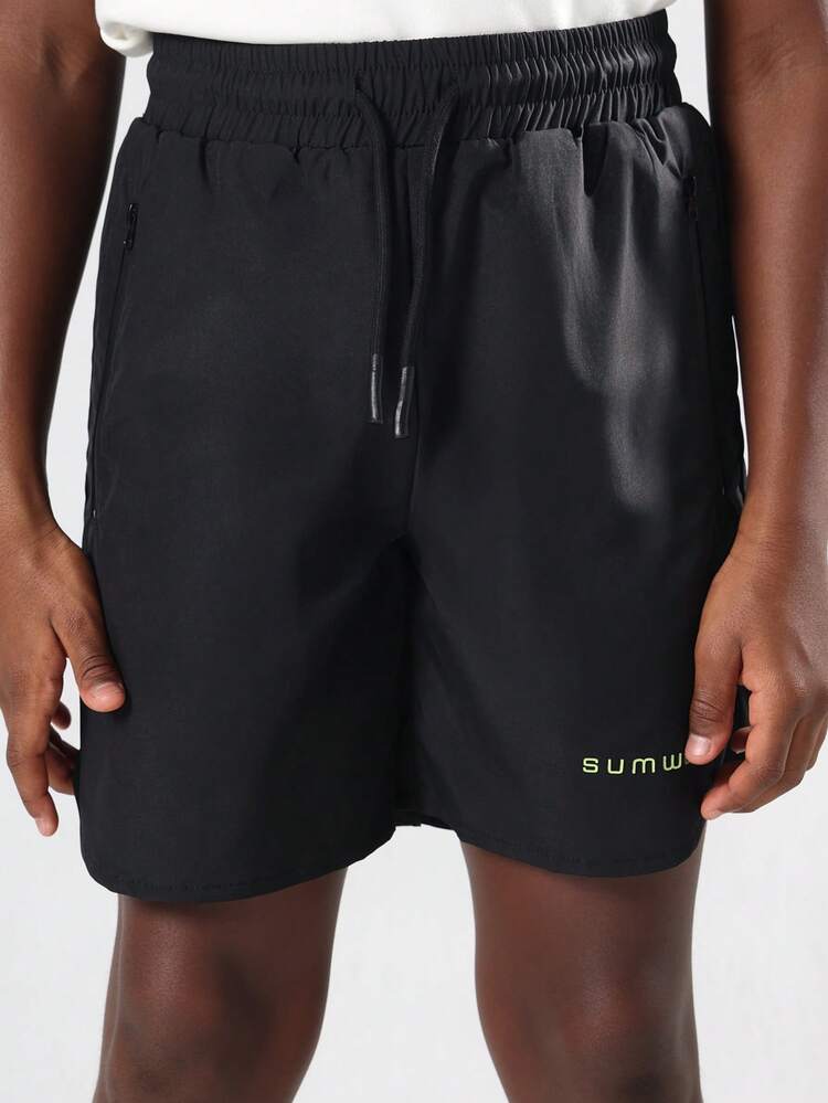 사이드 포켓이 있는 드로스트링 운동 반바지