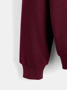 Sweatshirt Lengan Panjang Leher Bulat Motif Dinosaurus Abu-abu Garis Kontras untuk Anak Laki-laki Remaja, Pakaian Sekolah Kasual Musim Gugur untuk Kembali ke Sekolah, Musim Dingin dan Gugur - Burgundy - View 4