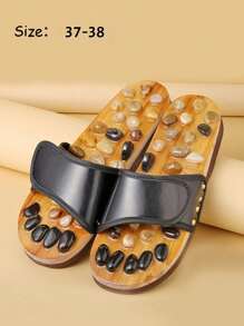 SHEIN 男士足部穴位按摩拖鞋，中医针灸按摩旋转足部按摩鞋，男女适用（每双拖鞋上的鹅卵石略有不同） - 黑色 - 查看 14