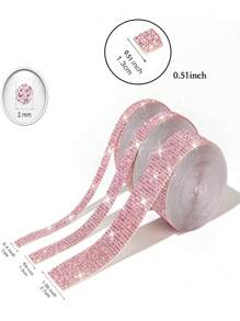 Pink Self-Adhesive Sparkling Crystal Rhinestone Diamond Ribbon, Christmas Decoration Rhinestone Glitter Sticker, DIY Car Computer Makeup Table Crafts, Wedding Party Decoration Sticker Packaging Roll - Light pink - View 8