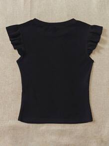 Soleia Bộ 2 áo thun cổ tròn bó sát vải gân đen và đỏ hồng, thích hợp mặc mùa hè, áo tay bồng dễ thương, áo tay bèo nhún, thích hợp mặc khi đi chơi - Nhiều màu - Xem 7