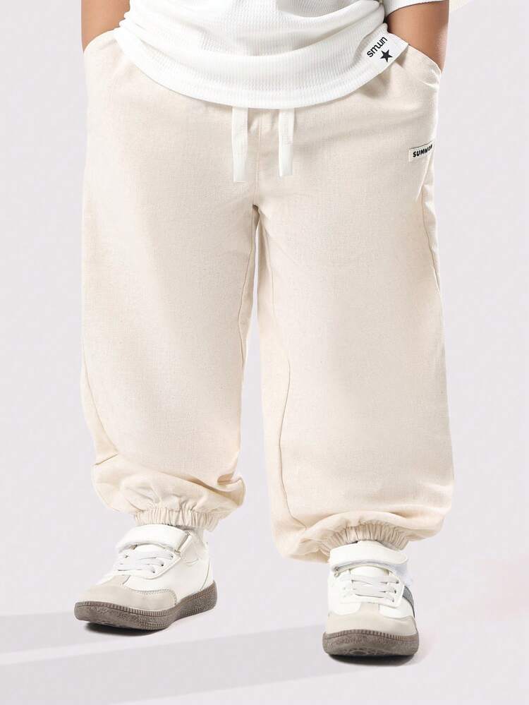 Linen Pull On Pants With Elastic Ankles And Drawstring
