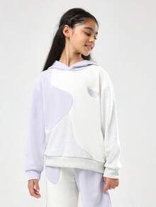 SUMWON 少女宽松撞色连帽套装 冬季时尚两件套 配套阔腿慢跑裤运动服 青少年休闲秋季装 - 彩色 - 查看 3