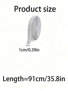 SHEIN 1 Pc Self-Adhesive Crystal Rhinestone Diamond Ribbon - DIY Diamond Ribbon Stickers With 2 Mm Rhinestones For Arts Crafts,Bling Silver Ribbon Rolls For Phone,Car Decoration