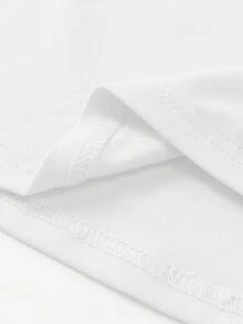 INAWLY Women's Right Shoulder Round Neck Ruffle Edge Slim Fit Short Sleeve Casual T-Shirt - White - View 5