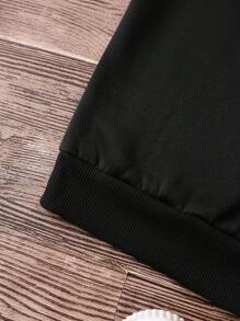 INAWLY Sudadera casual y versátil para mujer, con diseño de bordado de letras - Negro - Ver 6