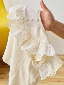 Maija Kids Maija Kids Young Girl Round Neck Ruffle Trim Long Sleeve Blouse Fall Winter - Apricot - View 6