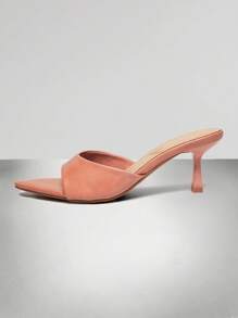 SHUZIA Women Comfortable Kitten Heel Pointy Toe Heel Sandals - Mocha Brown - View 5