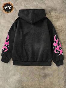 Bolty 1 Piece Tween Boy Casual Sports Street Fashion With Grab Material Graffiti Pattern Cardigan Hooded Sweatshirt Suitable For Kids Outfits Toddler Boy Clothes Back To School Boys Set Suitable For Birthday Parties, Evening Parties, Performances, Weddings, Baptisms, Opening Ceremonies Daily Suitable For Daily Use Suitable For School Suitable For Travel Suitable For Sports Suitable For Autumn And Winter Seasons Fall