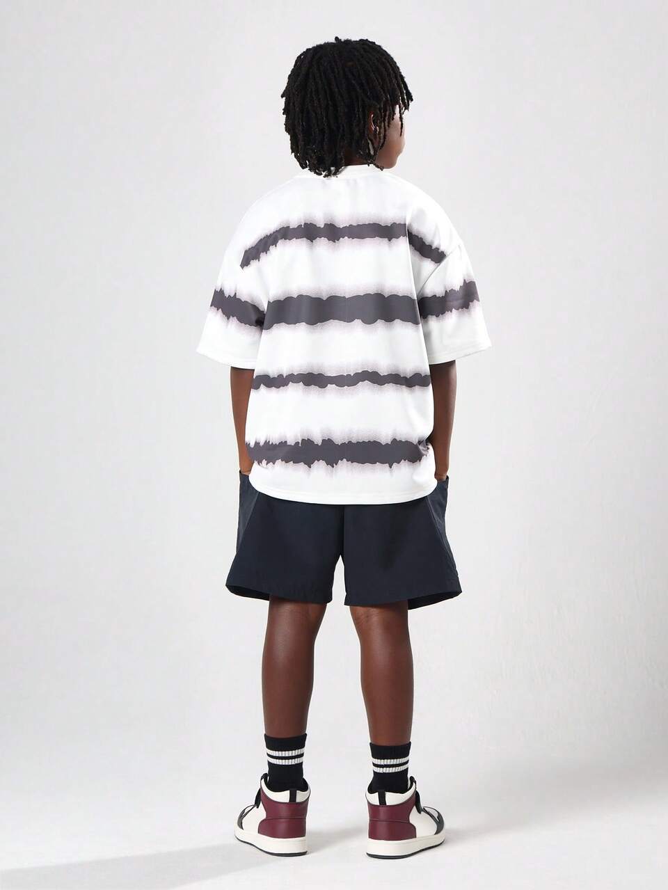 Oversized T-Shirt With Tie Dye Horizontal Stripes