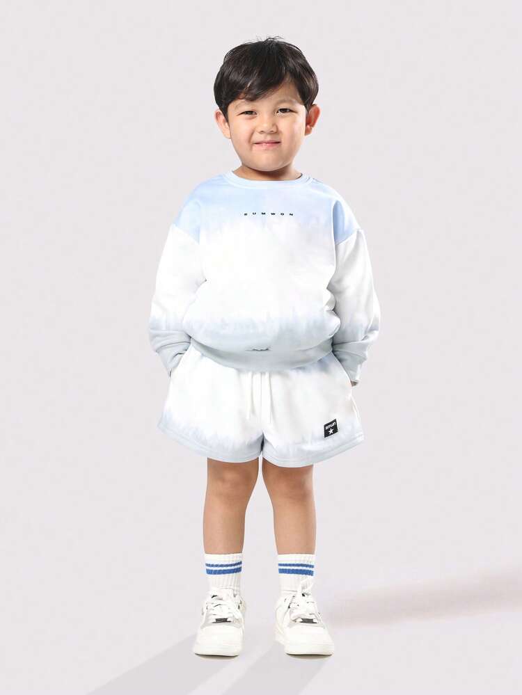 Tie Dye Sweatshirt And Shorts With Text Print