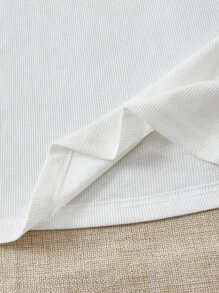 Soleia 2pcs/Set Rib Knit Crew Neck Short Cap Sleeve Form-Fitting T-Shirt Set, Cute Summer Suitable For Going Out - Multicolor - View 5