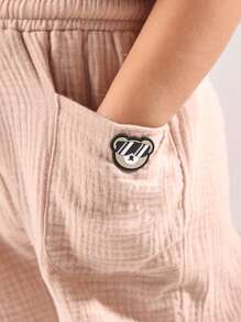 SUMWON 儿童双扣连帽衫套装，配抽绳裤，棉混纺面料，休闲舒适，适合4岁学龄儿童，春季系列 - 卡其色 - 查看 5