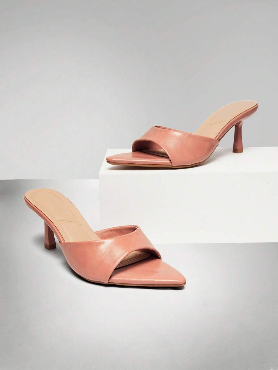 SHUZIA Women Comfortable Kitten Heel Pointy Toe Heel Sandals - Mocha Brown - View 1