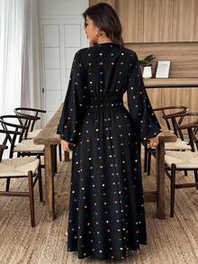 Weeklong Deep V-Neck Casual Sexy Slit Long Sleeve Plus Size Dress Fall Cloth For Women